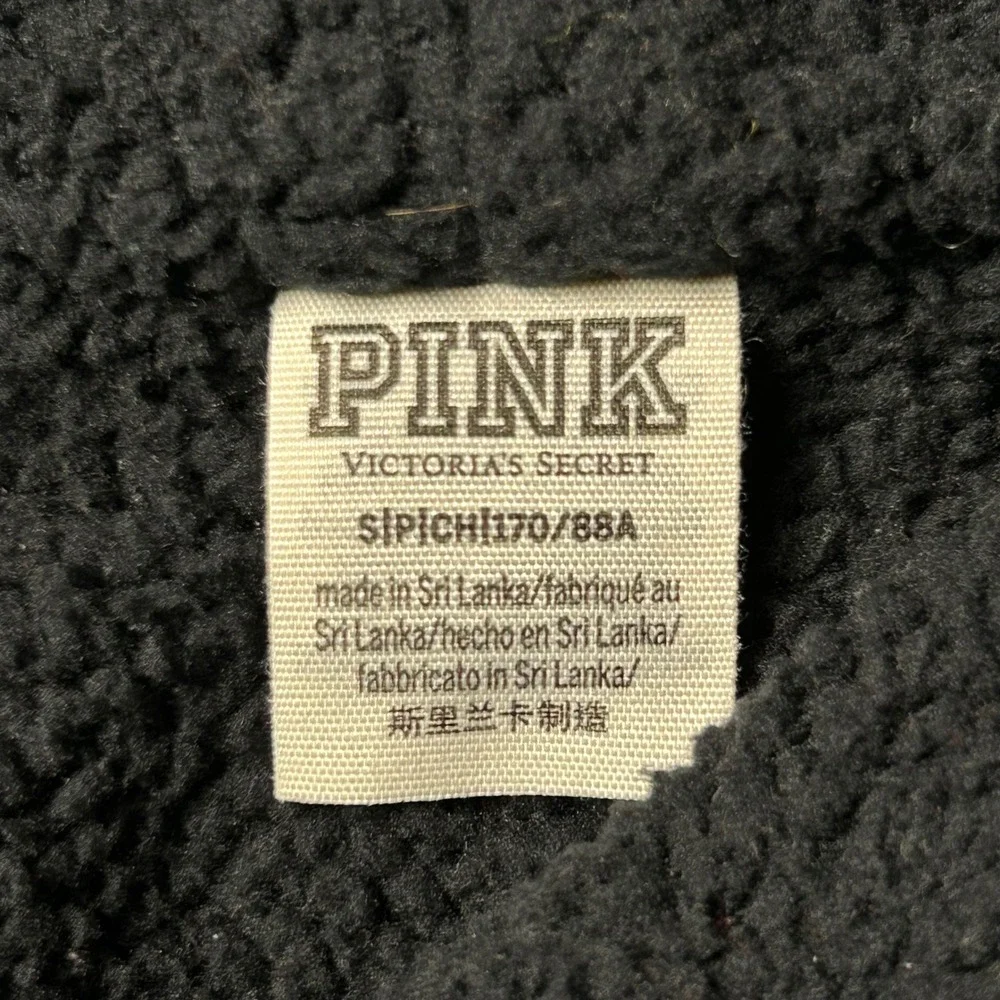 PINK Victoria's Secret Black Sherpa Lined Cowl Neck Sweatshirt‎ Women's Small